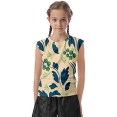 Folk Flowers Print Floral Pattern Ethnic Art Kids  Raglan Cap Sleeve Tee