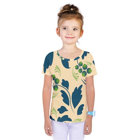 Folk Flowers Print Floral Pattern Ethnic Art Kids  One Piece Tee by Eskimos