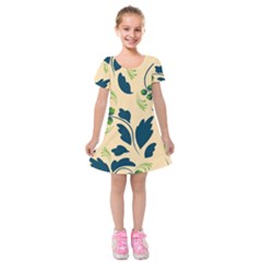 Folk Flowers Print Floral Pattern Ethnic Art Kids  Short Sleeve Velvet Dress by Eskimos