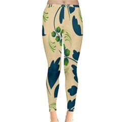 Folk Flowers Print Floral Pattern Ethnic Art Inside Out Leggings by Eskimos