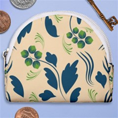 Folk Flowers Print Floral Pattern Ethnic Art Horseshoe Style Canvas Pouch by Eskimos