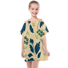 Folk Flowers Print Floral Pattern Ethnic Art Kids  One Piece Chiffon Dress by Eskimos