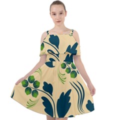 Folk Flowers Print Floral Pattern Ethnic Art Cut Out Shoulders Chiffon Dress by Eskimos