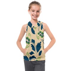 Folk Flowers Print Floral Pattern Ethnic Art Kids  Sleeveless Hoodie by Eskimos