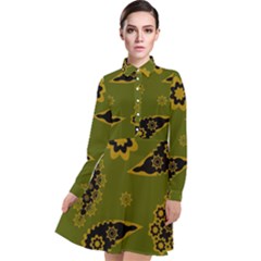 Floral Pattern Paisley Style Paisley Print  Doodle Background Long Sleeve Chiffon Shirt Dress by Eskimos