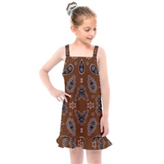 Floral Pattern Paisley Style Paisley Print  Doodle Background Kids  Overall Dress by Eskimos