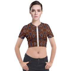 Floral Pattern Paisley Style Paisley Print  Doodle Background Short Sleeve Cropped Jacket