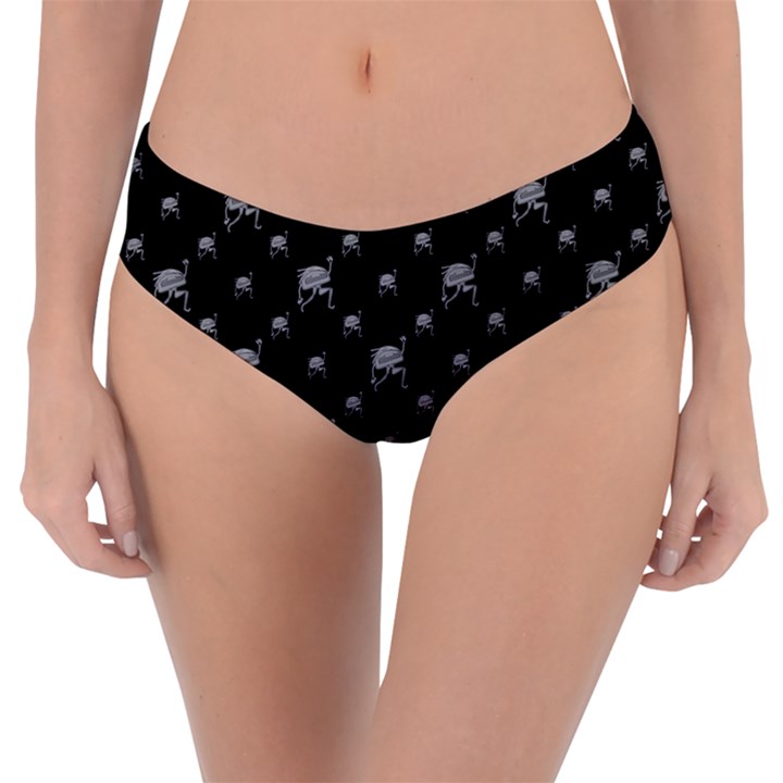 Grey And Black Alien Dancing Girls Drawing Pattern Reversible Classic Bikini Bottoms