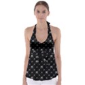 Grey And Black Alien Dancing Girls Drawing Pattern Babydoll Tankini Top View1