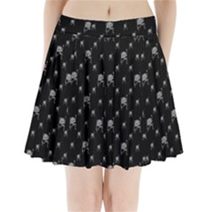 Grey And Black Alien Dancing Girls Drawing Pattern Pleated Mini Skirt by dflcprintsclothing