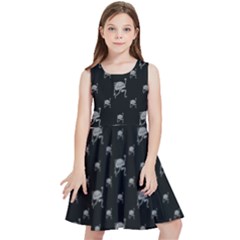 Grey And Black Alien Dancing Girls Drawing Pattern Kids  Skater Dress by dflcprintsclothing