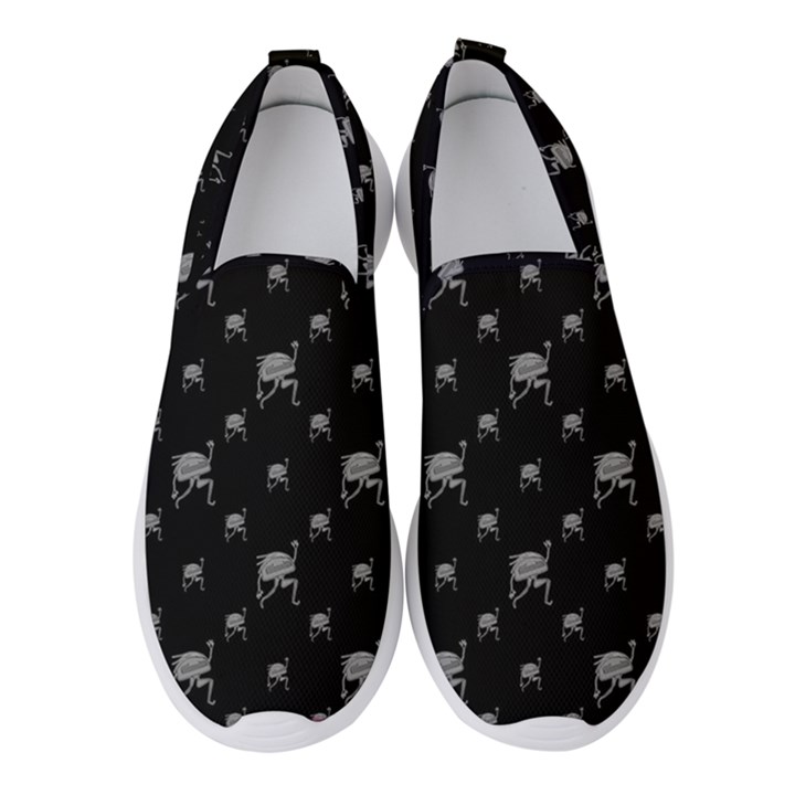 Grey And Black Alien Dancing Girls Drawing Pattern Women s Slip On Sneakers