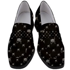 Grey And Black Alien Dancing Girls Drawing Pattern Women s Chunky Heel Loafers by dflcprintsclothing