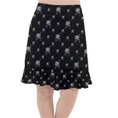 Grey And Black Alien Dancing Girls Drawing Pattern Fishtail Chiffon Skirt by dflcprintsclothing