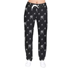 Grey And Black Alien Dancing Girls Drawing Pattern Women Velvet Drawstring Pants