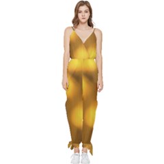 Orange Vibrant Abstract Sleeveless Tie Ankle Jumpsuit by DimitriosArt