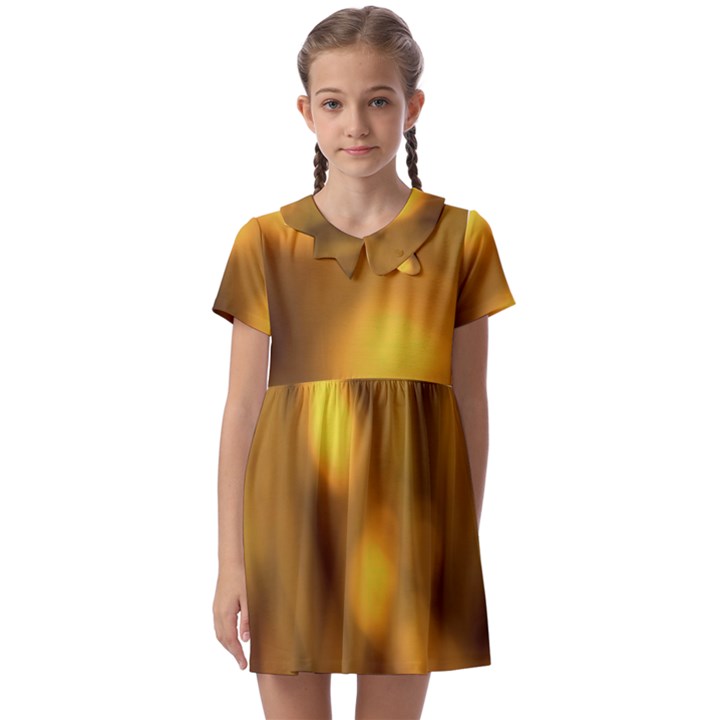 Orange Vibrant Abstract Kids  Asymmetric Collar Dress