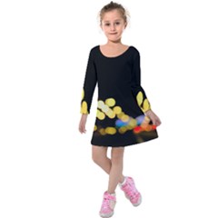 City Lights Series No3 Kids  Long Sleeve Velvet Dress by DimitriosArt