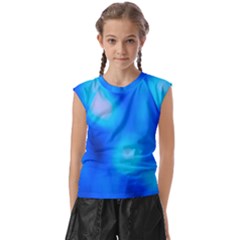 Blue Vibrant Abstract Kids  Raglan Cap Sleeve Tee