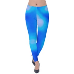 Blue Vibrant Abstract Velvet Leggings by DimitriosArt