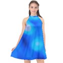 Blue Vibrant Abstract Halter Neckline Chiffon Dress  View1