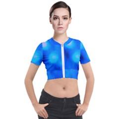 Blue Vibrant Abstract Short Sleeve Cropped Jacket