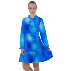 Blue Vibrant Abstract All Frills Chiffon Dress by DimitriosArt