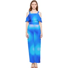 Blue Vibrant Abstract Draped Sleeveless Chiffon Jumpsuit by DimitriosArt