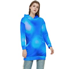 Blue Vibrant Abstract Women s Long Oversized Pullover Hoodie