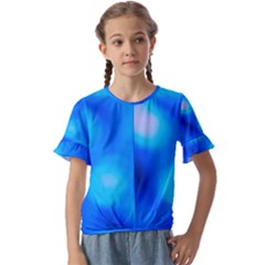 Blue Vibrant Abstract Kids  Cuff Sleeve Scrunch Bottom Tee