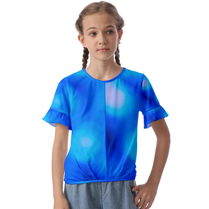 Blue Vibrant Abstract Kids  Cuff Sleeve Scrunch Bottom Tee