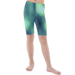 Green Vibrant Abstract Kids  Mid Length Swim Shorts by DimitriosArt