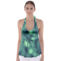 Green Vibrant Abstract Babydoll Tankini Top by DimitriosArt