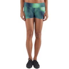 Green Vibrant Abstract Yoga Shorts by DimitriosArt