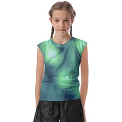 Green Vibrant Abstract Kids  Raglan Cap Sleeve Tee by DimitriosArt