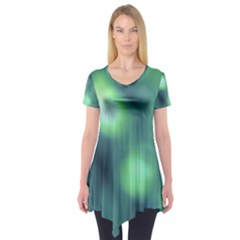 Green Vibrant Abstract Short Sleeve Tunic  by DimitriosArt