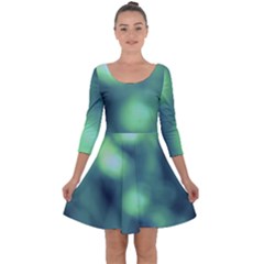 Green Vibrant Abstract Quarter Sleeve Skater Dress by DimitriosArt