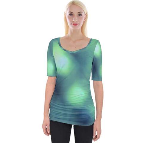 Green Vibrant Abstract Wide Neckline Tee by DimitriosArt