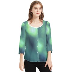 Green Vibrant Abstract Chiffon Quarter Sleeve Blouse by DimitriosArt