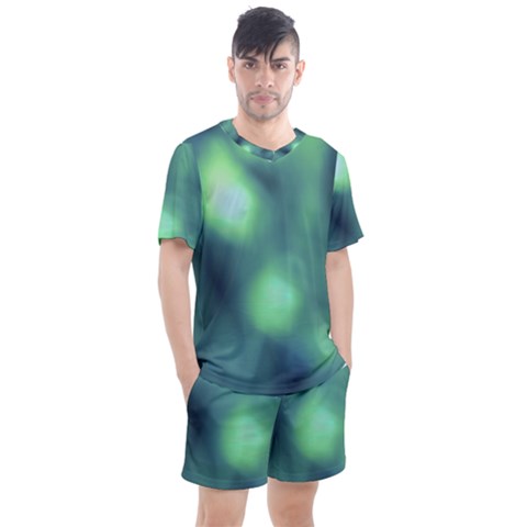 Green Vibrant Abstract Men s Mesh Tee And Shorts Set by DimitriosArt