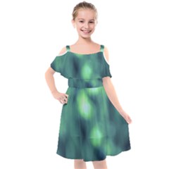 Green Vibrant Abstract Kids  Cut Out Shoulders Chiffon Dress by DimitriosArt