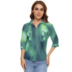 Green Vibrant Abstract Women s Quarter Sleeve Pocket Shirt