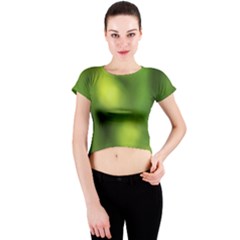 Green Vibrant Abstract No3 Crew Neck Crop Top by DimitriosArt