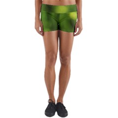 Green Vibrant Abstract No3 Yoga Shorts by DimitriosArt