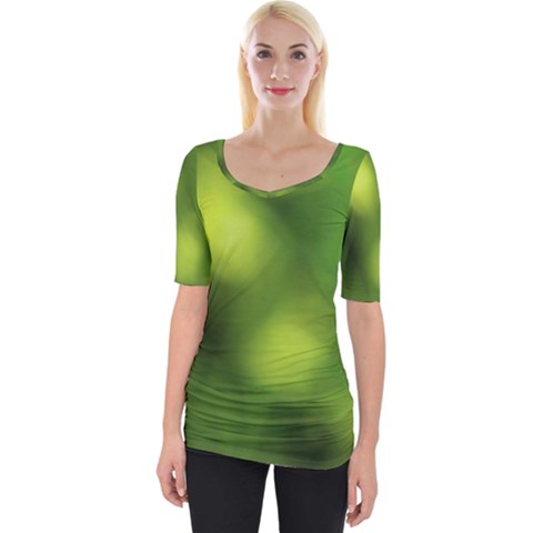 Green Vibrant Abstract No3 Wide Neckline Tee by DimitriosArt