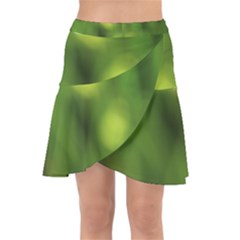 Green Vibrant Abstract No3 Wrap Front Skirt by DimitriosArt