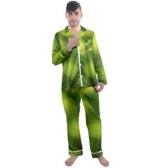 Green Vibrant Abstract No3 Men s Long Sleeve Satin Pajamas Set by DimitriosArt