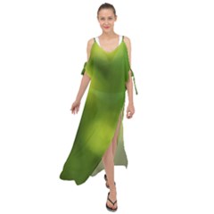 Green Vibrant Abstract No3 Maxi Chiffon Cover Up Dress by DimitriosArt