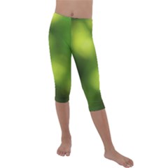 Green Vibrant Abstract No3 Kids  Lightweight Velour Capri Leggings  by DimitriosArt