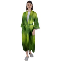 Green Vibrant Abstract No3 Maxi Satin Kimono by DimitriosArt